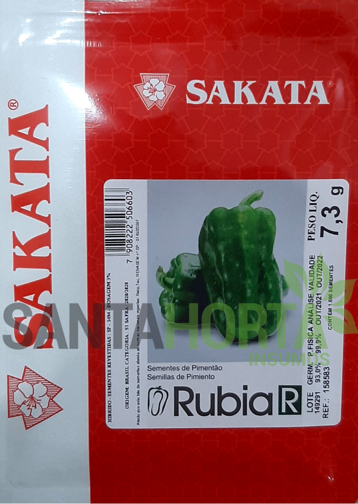 SEMENTES DE PIMENTAO RUBIA R (HIBRIDO ENVELOPE 1.000 SEM)